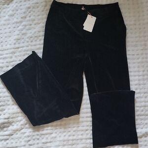 Black Velvet Trousers Size M Boutique Brand. Bootcut Stretchy Waist. Zipper NWT